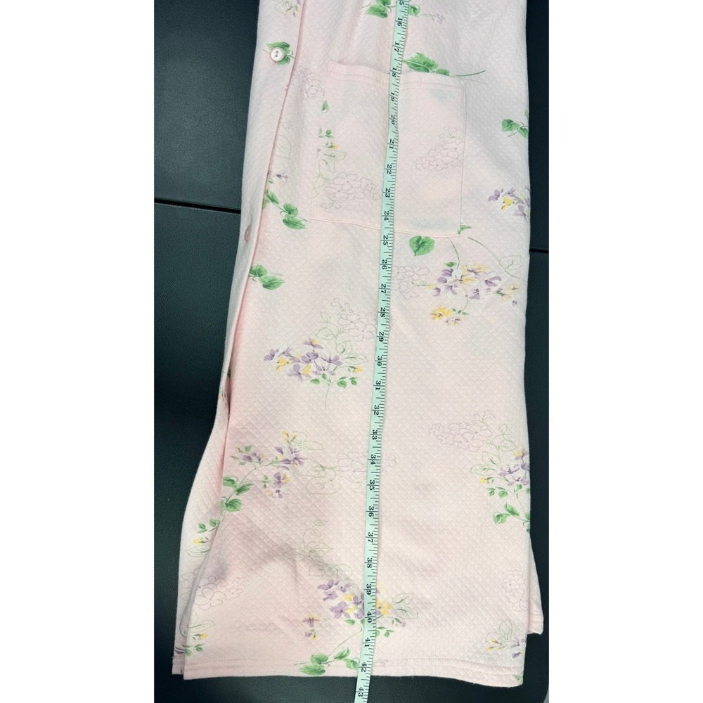 Casual Night Robe Womens M Pink Floral Housecoat Pockets Lounge Duster Button - Picture 7 of 7